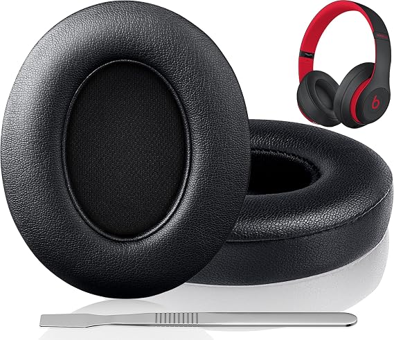 F FEYCH Beats Studio 3 & Beats Studio 2 (B0500/ B0501) için Beats Studio Yedek Kulak Pedleri 2 Parça Gürültü Yalıtımı Rahat Bellek Köpüğü Kulak Yastıkları (Siyah)