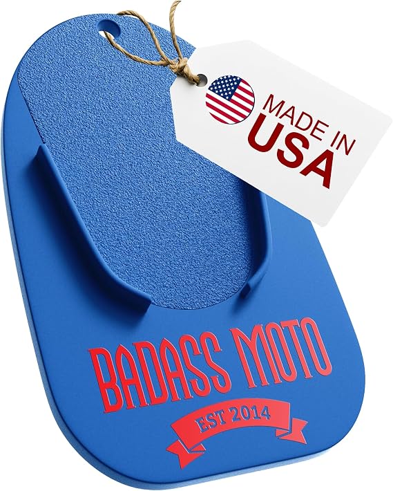 Badass Moto Motorcycle Kickstand Pad Plate, Kick Stand Puck, Blue, USA Made