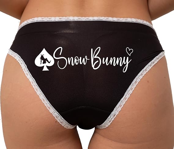 Knaughty Knickers Snow Bunny For Queen of Spades BBC Lover Hot Wife Bull Rider Adult Design Black and White Bikini Panties