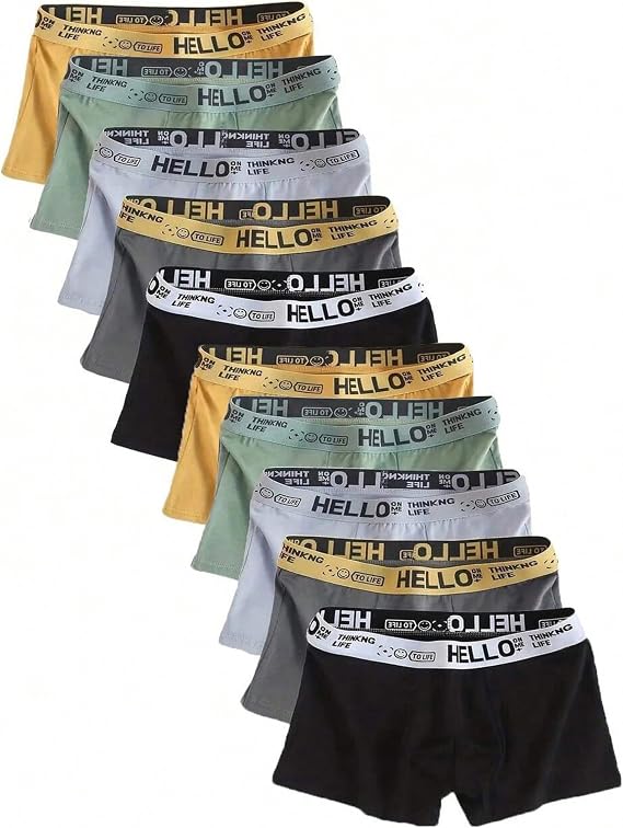 Men's Breathable Boxer Briefs 10-Pack - Airflow Anti-Friction, Moisture Wicking Quick-Dry Underwear Multipack
