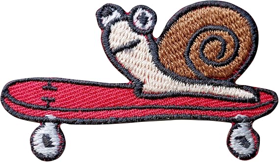 Octory Snail on Skateboard Iron On Patches for Clothing Saw On/Iron On Embroidered Patch Applique for Jeans, Hats, Bags