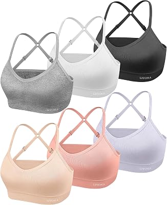 Racerback Sports Bra for Girls- Seamless Training Comfortable Bralette, Padded Everyday Bra,Crop Cami Tank Top 6-14