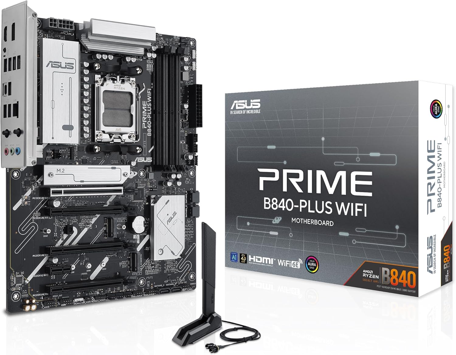 ASUS PRIME B840-PLUS WIFI AMD B840 AM5 DDR5 7600 DP HDMI 3x M2 USB3.2 AURA RGB 2.5Gbit LAN ATX ASUS 5X PROTECTION III, BIOS FlashBack Button