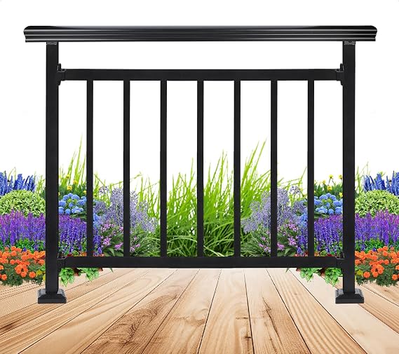 Aluminum Deck Railing, Heavy Duty Guard Fence Handrail, Surface Powder Coating Treatment, Aluminum Porch Railing Outdoor, Horizontal Metal Deck Railing, for Porch, Balcony, Patio (40 in. H x 47 in. W)