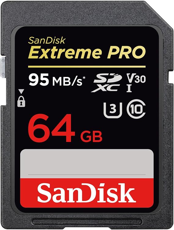 Sandisk Extreme Pro - Flash Memory Card - 64 GB - SDXC UHS-I - Black, Gray, Red, White, Yellow