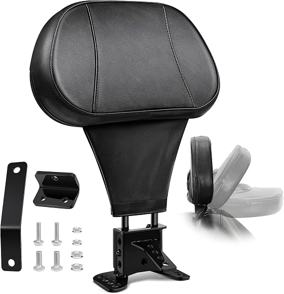 Amazicha Driver Rider Backrest, Adjustable Plug-in Rider Driver Backrest Fit for Harley Davidson Touring Road King CVO Street Glide Road Glide Electra Glide1988-2024, Black