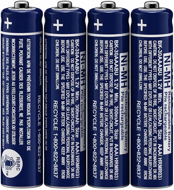4-Pack BK-30AAABU Battery for Panasonic Cordless Phone BK30AAABU
