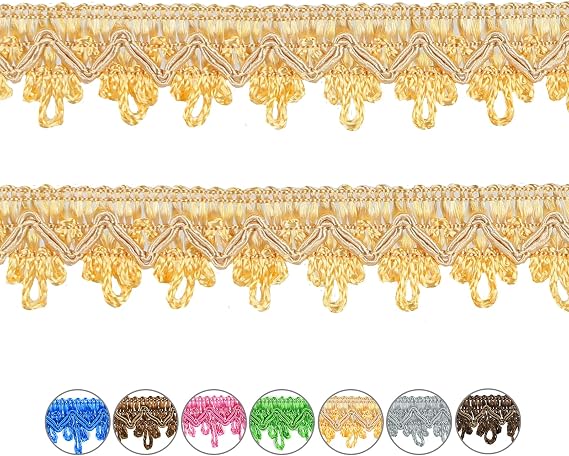 10 Yards Braid Trim 0.98 Inch Wide Basic Fringe Trim Fabric Gimp for Costume DIY Crafts Sewing Curtain Home Decoration