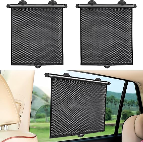 Car Window Shades for Baby 2PCS Retractable Roller Sunshade Side Window