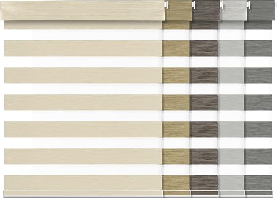 No Drill,No Tools Zebra Blinds for Windows,Cordless,Quick 30 Second Installation,Stylish New Linen,Light Control,Thick Double Roller Blinds for Offices and Home,Beige,20" W x 36" H