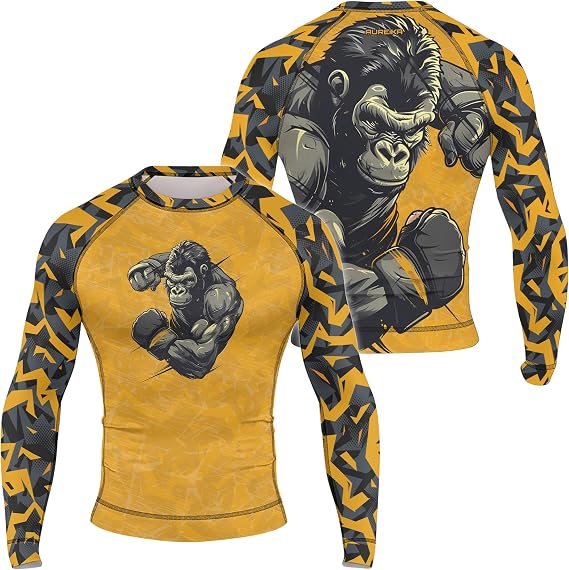 Gorilla Long Sleeve Compression Shirt Rash Guard Premium Training Gear for BJJ Jiu Jitsu MMA Grappling Workouts