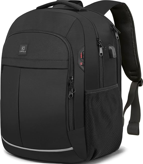 CAFELE Backpack, Laptop Backpack, Carry on Backpack, Durable TSA Friendly Business Travel 17.3 Inch Laptop Backpack with USB Port, College School Bag Gift for Men Women Teens Bookbag, Black
