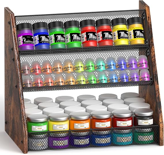 Paint Holder Organizer for Citadel Paints, Wooden Paint Rack Stand- Holds up to 168 Bottles, Painting Organizers and Storage for Vallejo Warhammer Tamiya Army Painter