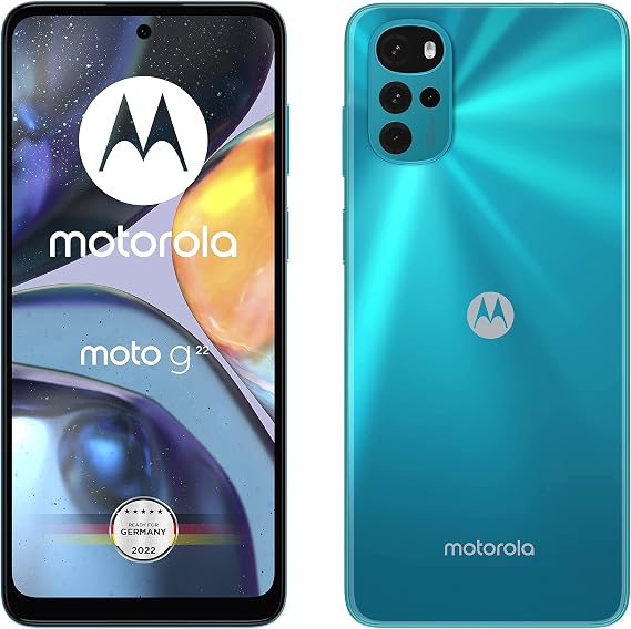 Motorola Mobility Moto g22 Smartphone 6.5 Inch HD+ Display, 50 MP Camera, 4 GB/64 GB, 5000 mAh, Android 12, Iceberg Blue
