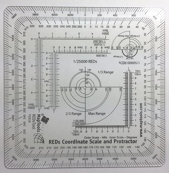 MapTools Risk Estimate Distances (Reds) Coordinate Grid Reader and Protractor