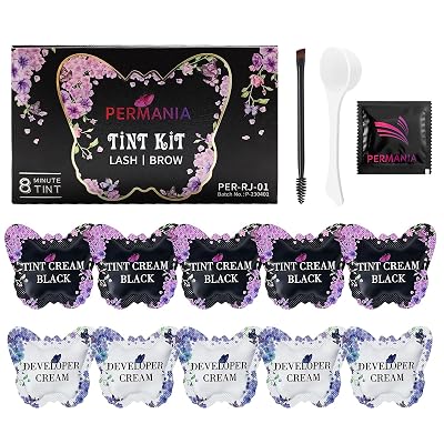 PERMANIA Lash Color Kit, Professional Natural Black Brow Color Lasts up to 4 Weeks for Newbie & Pro Kit Fast Quick Coloring without silicone eye patch