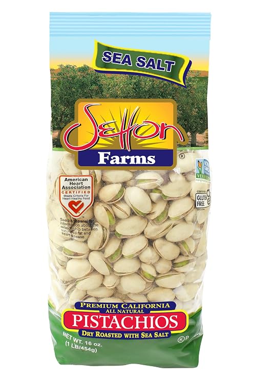 Setton Farms Dry Roasted and Salted Pistachios, Premium California In Shell Pistachios, 1 pound Bag (16 Ounce), Certified Non-GMO, Gluten Free, Vegan and Kosher