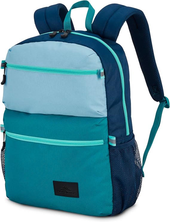 High Sierra Everclass Backpack - Travel or Work Laptop Bookbag with 360 Reflectivity, Dual Water Bottle Pockets & Fits Laptops Up To 15.6, One Size, Glacial Blue/Sea/Tide Navy