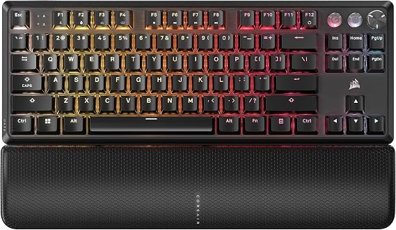 Corsair K70 PRO TKL RGB Tenkeyless Mechanical Wired Gaming Keyboard Pre-Lubed Hall Effect MGX Hyperdrive Adjustable Switches, Simultaneous SOCD and Rapid Trigger, ABS Double-Shot, QWERTY NA Black