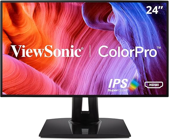 ViewSonic VP2458 24 Inch 60hz IPS 1080p Monitor with Ultra-Thin Bezels, 100% SRGB, Color Accuracy, Advanced Ergonomics, HDMI, USB, DisplayPort, VESA, Flicker Free, Blue Light Filter for Home/Office