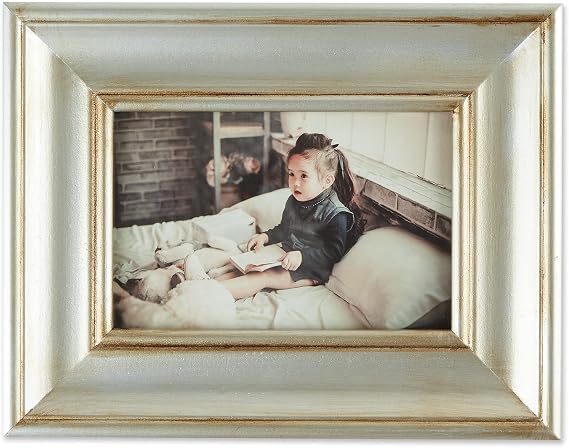 DII Distressed Wooden Picture Frame Collection Rustic Farmhouse Inspired, 4x6, Antique Silver Rub