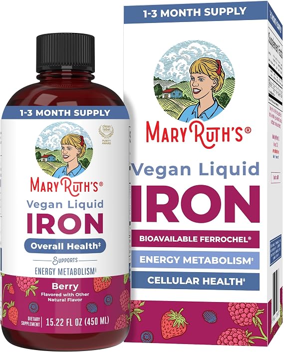 MaryRuth's Liquid Iron Supplement for Women Men & Kids, 15.22 Fl Oz, Vegan
