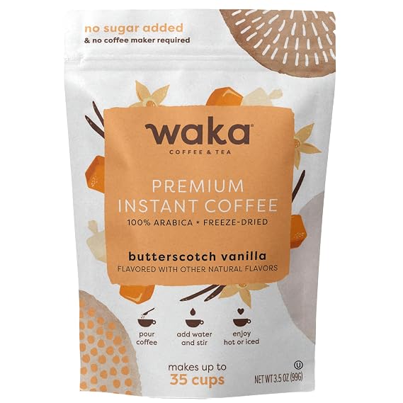 Waka Premium Instant Coffee, Butterscotch Vanilla Flavored, 3.5 oz