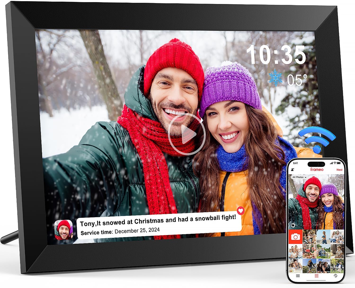 Digital Photo Frame WiFi 10.1 Inch, 1280 x 800 IPS LCD Touchscreen Smart Digital Picture Frame Built in 32GB Memory, Auto-Rotate Electronic Photo Frame, Share PhotosVideos via Frameo, Gift Choice