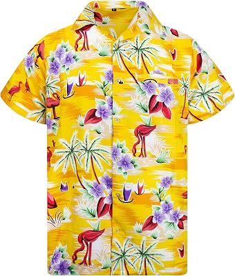 KING KAMEHA Hawaiian Shirt Men Funky Casual Button Down Shortsleeve Unisex Flowers Beach Party Flower Hibiscus