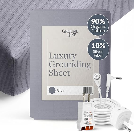 Luxury Fitted Grounding Sheet in Gray for Queen Size Bed (Organic) Conductive Earthing Sheet