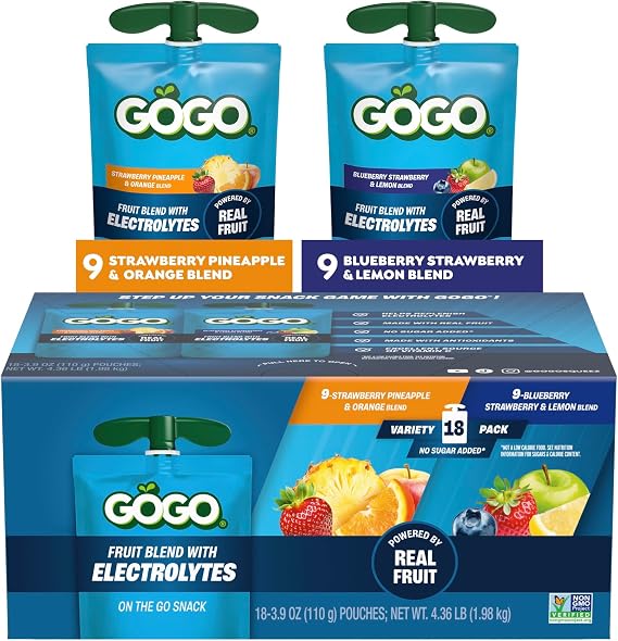 GOGO Active No Sugar Added Electrolytes Fruit Blend Variety Pack, 18 Count