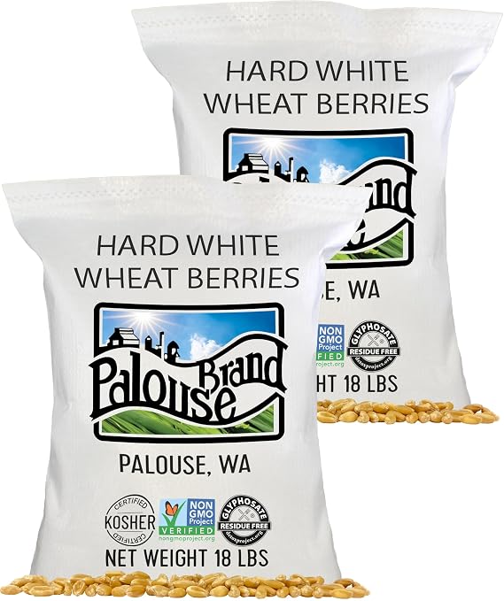 Palouse Brand Certified Glyphosate Residue Free | Hard White Wheat Berries | 36 LBS | Family Farmed in Washington State