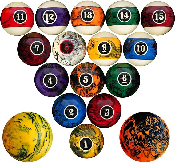 Billiard Ball/Pool Ball Set Complete 16balls 2-1/4" Regulation Size&Weight Resin Ball