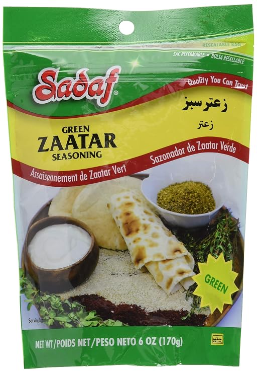 Sadaf Zaatar Green Seasoning - Green Zaatar Spice for Cooking and Food Seasoning - Spices & Seasonings - Middle Eastern Cuisine - Kosher - 6 Oz Resealable Bag