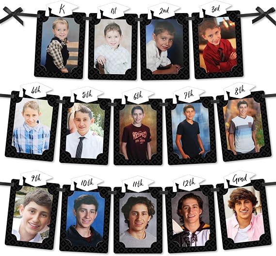 Big Dot of Happiness Black and White Grad - Best is Yet to Come - DIY Black and White Graduation Party Decor - K-12 School Picture Display - Photo Banner