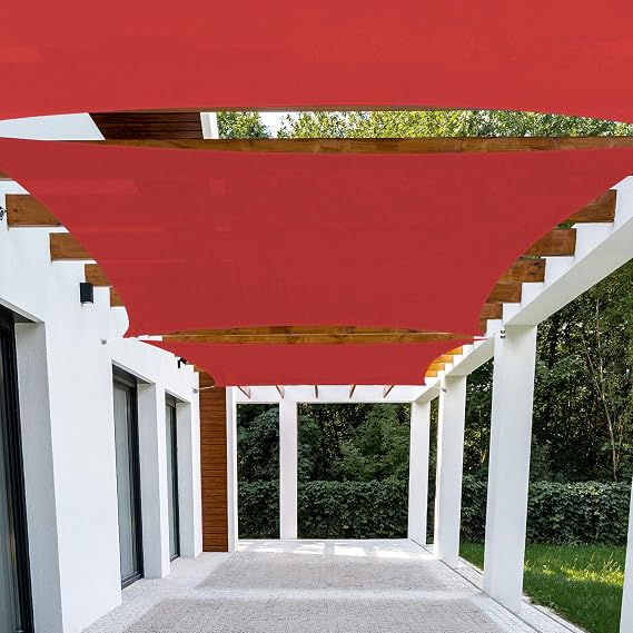 Patio Paradise 18' x 22' Sun Shade Sail Rectangle Canopy Patio Cover Sunlight Block Awning Heavy Duty Commercial Grade for Backyard Lawn Garden Outdoor Activities, Red