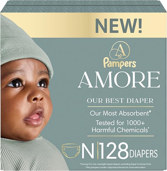 NEW Pampers Amore Diapers, Size 0, lbs (up to 10 lbs), 128 Count