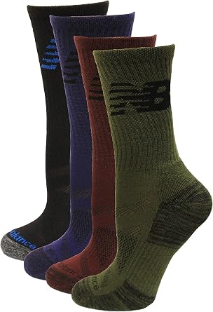 New Balance Kid's Crew Socks, Black Multi, (S) Kid's 4-8, 6 Pair