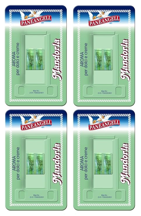 Paneangeli: " Mandorla " Almond Aroma For pastry two viles 2 ml each Pack of 4 [ Italian Import ]