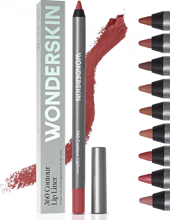Wonderskin Lip Liner Pencil - 360 Contour Lipliner, Long Lasting, Sharpenable, Waterproof and Transfer-Proof Nude Lip Liner Pencil (Ruby)