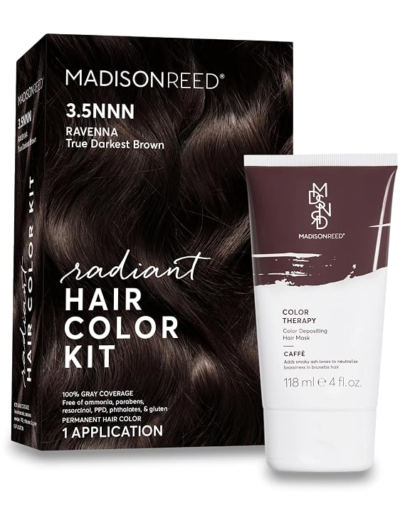 Madison Reed Radiant Refresh Hair Color Bundle - Radiant Hair Color Kit in Ravenna Brown - 3.5NNN and Color Therapy in Caffe