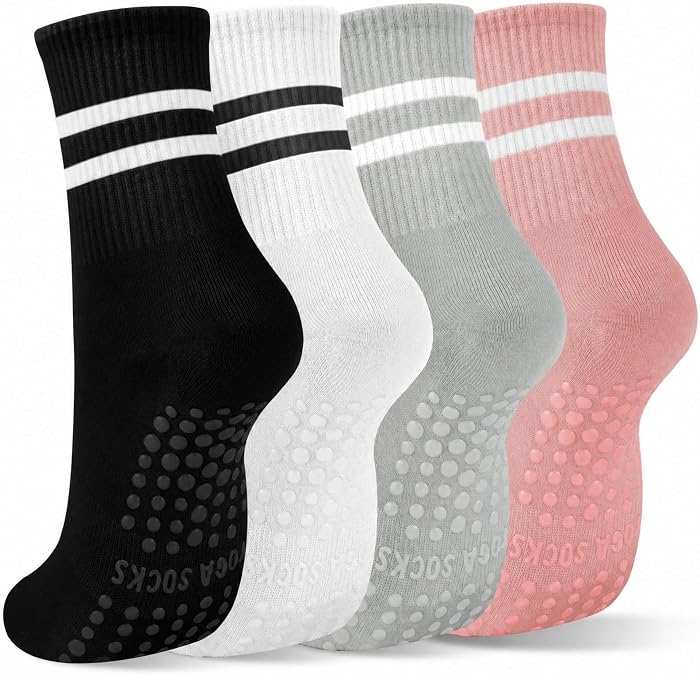 YSense Pilates Grippy Socks Woman, Grip Yoga Non Slip Crew Socks