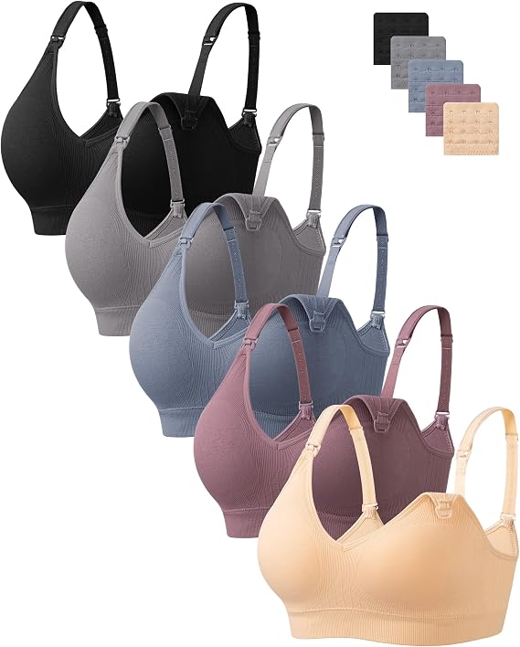 HBselect Nursing Bras for Breastfeeding Women Maternity Bras Seamless Wireless Pregnancy Sleep Bra with Bra Extenders
