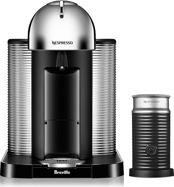 Nespresso Vertuo Coffee and Espresso Maker by Breville, Chrome with Aeroccino Milk Frother