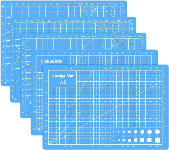 Cutting Mat 8in6in Self Healing Cutting Mat Size Double Sided 5-Ply Rotary Sewing mat for Crafts Fabric Quilting Hobby Art Clay Precision Scrapbooking Project, A5, Sky Blue 4PCS