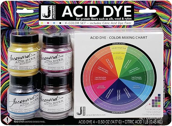 Jacquard Acid Dye Set-Yellow, Turquoise, Red & Black