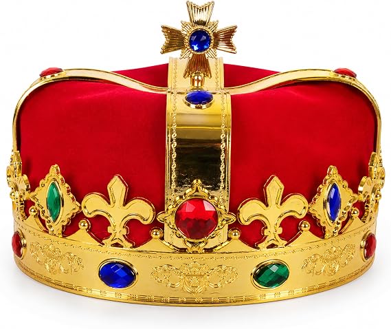 Kangaroo Royal Gold King Crowns for Men & Women - King Costume Headpiece | Medieval Prince Plastic Crown - King Costume Headpiece for Halloween, Cosplay Dress up Gold Crown Decor Apparel