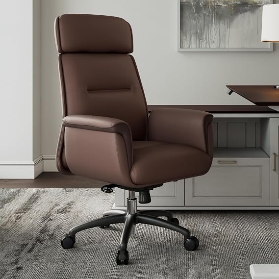 EUREKA ERGONOMIC Royal Ergonomic Office Chair Executive Desk Chair, Microfiber Leather High Back Executive Chair Comfy Ergonomic 360 Swivel with Lumbar for Home Workshop- Brown