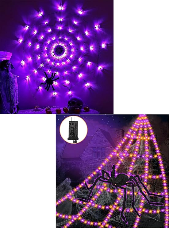 LCHUANG Halloween Decorations Spider Web Lights