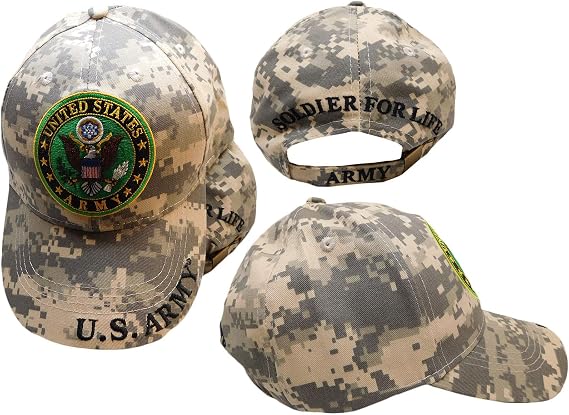 US United States Army Green Seal Emblem Solider for Life ACU Digital Camouflage Camo Embroidered Adjustable Cap Hat (EE)